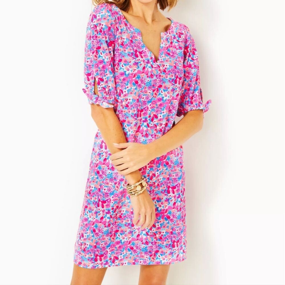 NWT Lilly Pulitzer Easley Short Sleeve Dress Aura Pink Baby Bloomer Medium - Picture 3 of 6